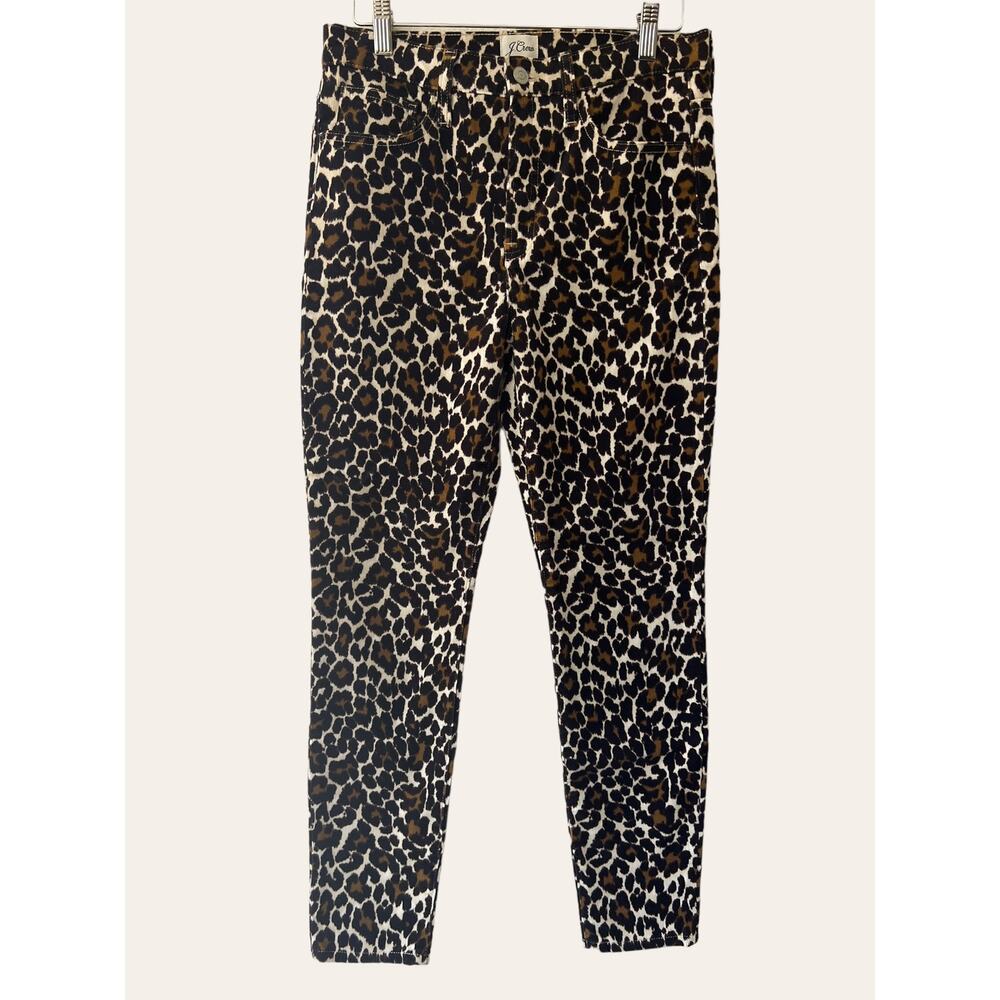 J.Crew Leopard Animal Print High Waist Corduroy Skinny Pants Size 27